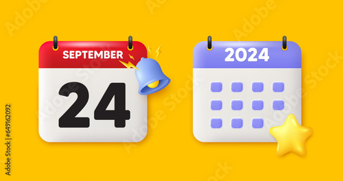 24th day of the month icon. Calendar date 3d icon. Event schedule date. Meeting appointment time. 24th day of September month. Calendar event reminder date. Vector
