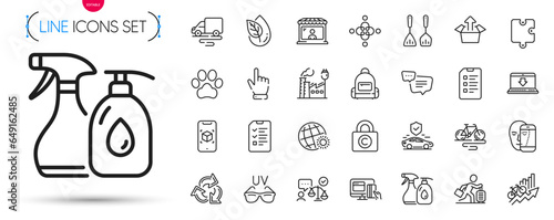 Pack of Training results, Interview and Transport insurance line icons. Include Delivery route, World weather, Internet downloading pictogram icons. Online payment, Recycle, Send box signs. Vector