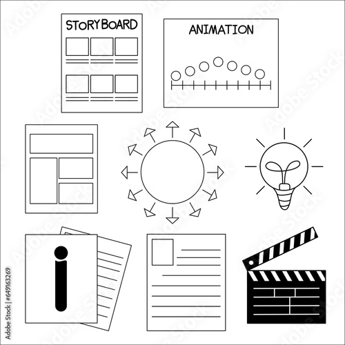 set of story board icon, storyboard vector 