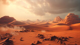 Desert landscape with sand and dunes as inspiration for adventures in dry climates