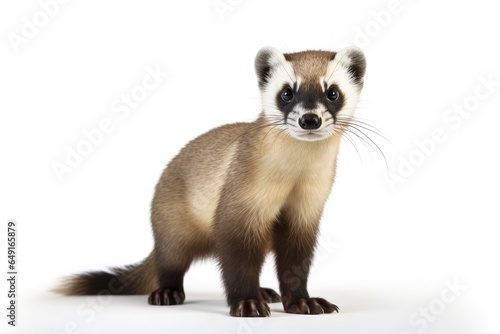 black footed ferret on white background