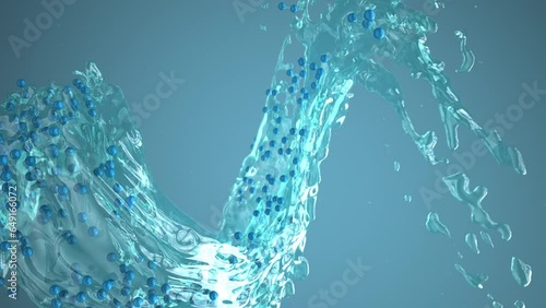 4k Video Hydrogen Molecules Liquid. ProRes 4444