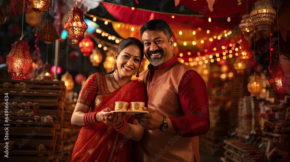 Portrait loving couple with traditional costume AI Generative Portrait loving couple with traditional costume AI Generative