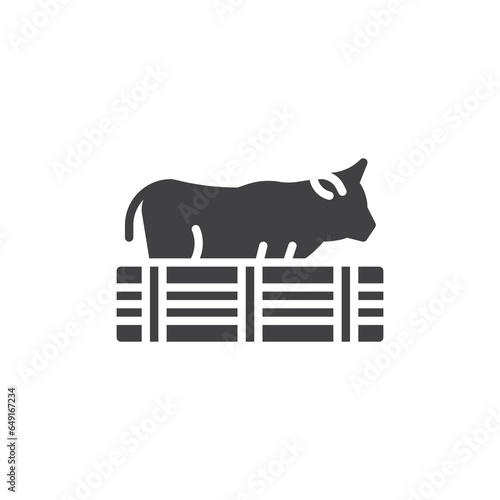 Cow in paddock vector icon