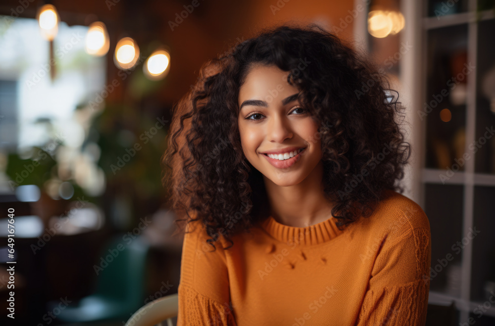 Obraz premium Happy young woman chilling at home