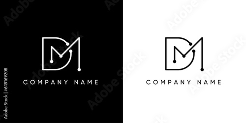 Minimalist DM or MD initial logo images on black and white color