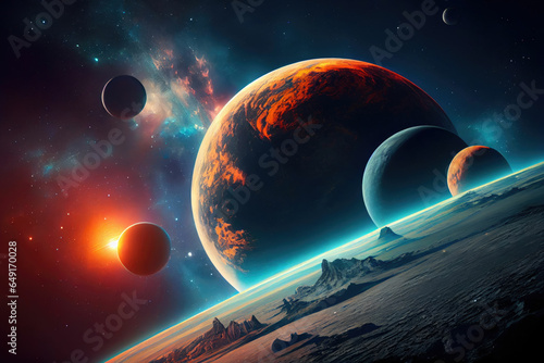 Fantasy planet night sky background panorama © DNY3D