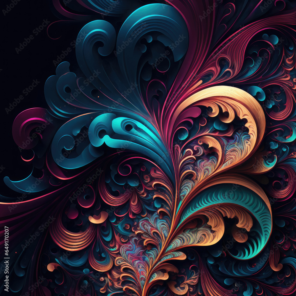 Abstract fractal background with leaves Abstract fractal background with leaves