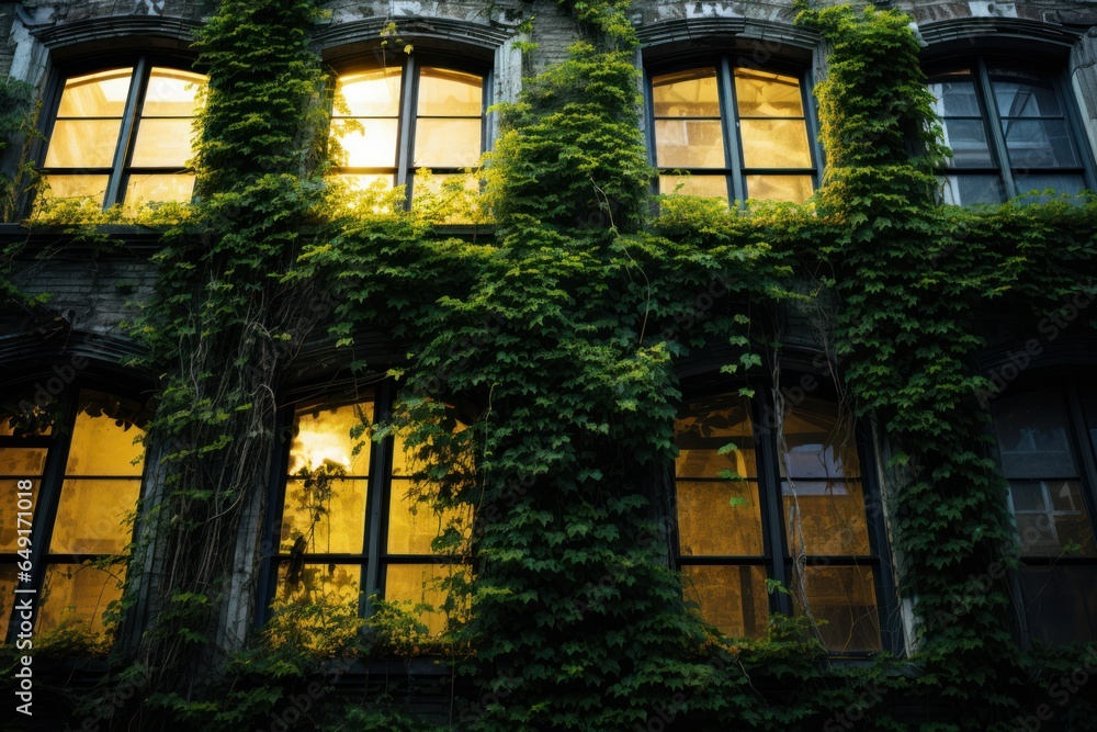 A captivating image of a building covered in lush vines and ivies at night. Perfect for adding an enchanting touch to any project or design. A captivating image of a building covered in lush vines and ivies at night. Perfect for adding an enchanting touch to any project or design.
