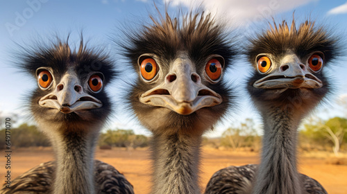 Group of Emu birds in the wild © Veniamin Kraskov