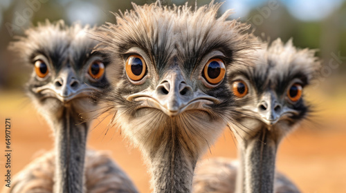 Foto Group of Emu birds in the wild
