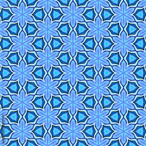 Blue flower seamless pattern, geometric background