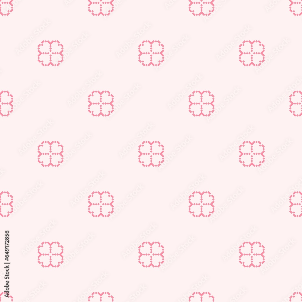 Pixelated flowers seamless pattern background 