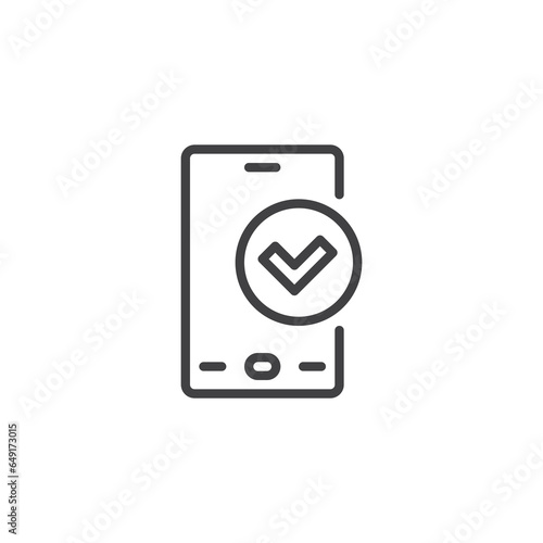 Smartphone check mark line icon