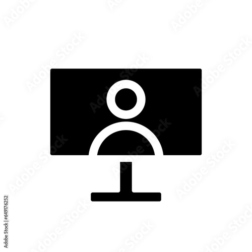 Monitor or Screen Icon. Monitor or Screen vector illustration symbol. Can be used Online Meeting Icon, Work From Home Icon, Online Learning or Learn From Home Icon, etc.