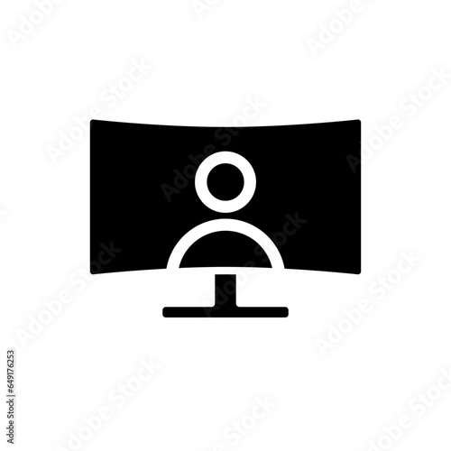 Monitor or Screen Icon. Monitor or Screen vector illustration symbol. Can be used Online Meeting Icon, Work From Home Icon, Online Learning or Learn From Home Icon, etc.