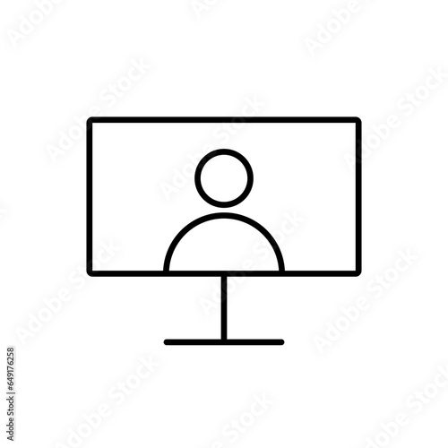 Monitor or Screen Icon. Monitor or Screen vector illustration symbol. Can be used Online Meeting Icon, Work From Home Icon, Online Learning or Learn From Home Icon, etc.