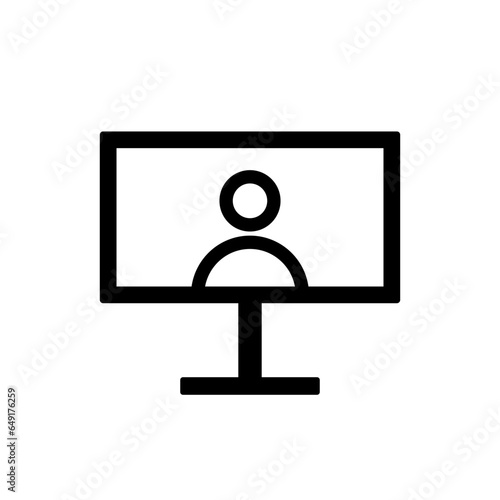 Monitor or Screen Icon. Monitor or Screen vector illustration symbol. Can be used Online Meeting Icon, Work From Home Icon, Online Learning or Learn From Home Icon, etc.
