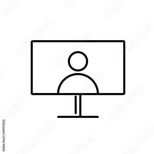 Monitor or Screen Icon. Monitor or Screen vector illustration symbol. Can be used Online Meeting Icon, Work From Home Icon, Online Learning or Learn From Home Icon, etc.