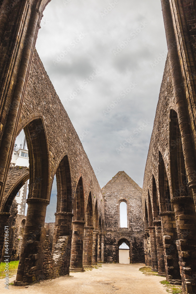 ancient medieval ruins of saint mathieu abbey on the atlantic coast of brittany