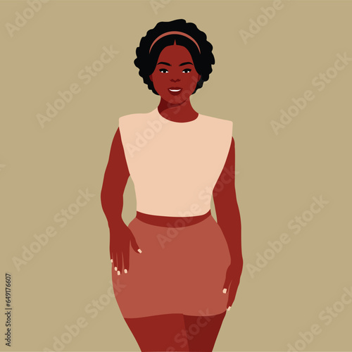 Afro black woman in elegant art style vector