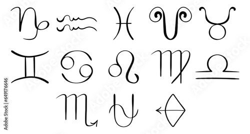 New horoscope with 13 zodiac signs. Astrology, sky, stars, constellations, astronomy, ascendant, astrologer, astropsychology, fortune telling, natal chart. Italic style