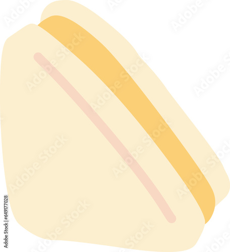 シンプルにデフォルメしたたまごサンドのカラーイラスト