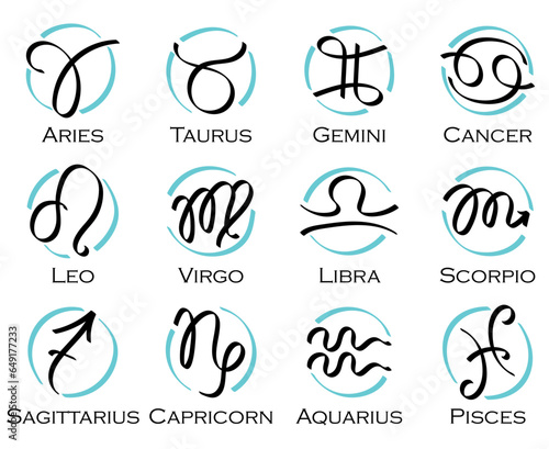 Horoscope with 12 zodiac signs with names. Astrology, stars, sky, constellations, astronomy, ascendant, astrologer, astropsychology, fortune telling, natal chart, Ophiuchus. Casual style