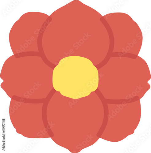 シンプルにデフォルメしたツバキのアイコン風カラーイラスト