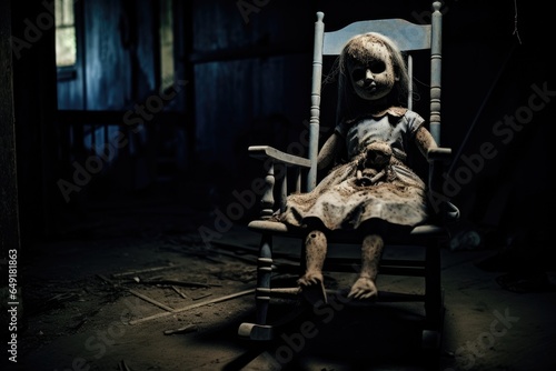 Scary doll in rocking chair