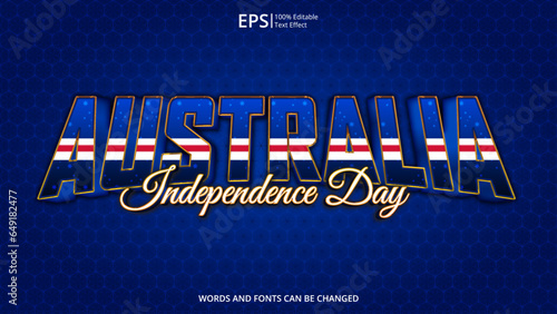 australia editable text effect with australian flag texture , austaralia independence day text