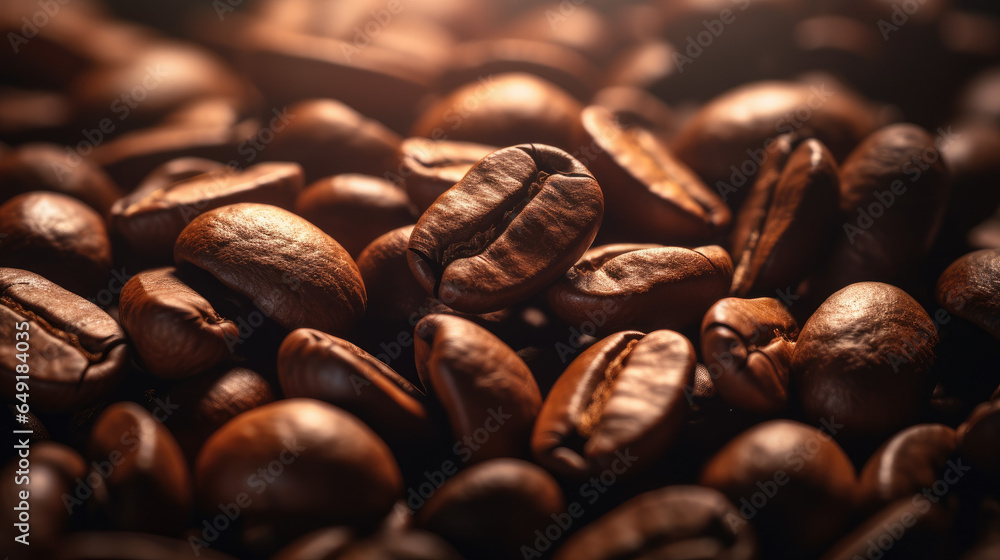 Obraz premium Close-up of roasted coffee beans inside an espresso machine