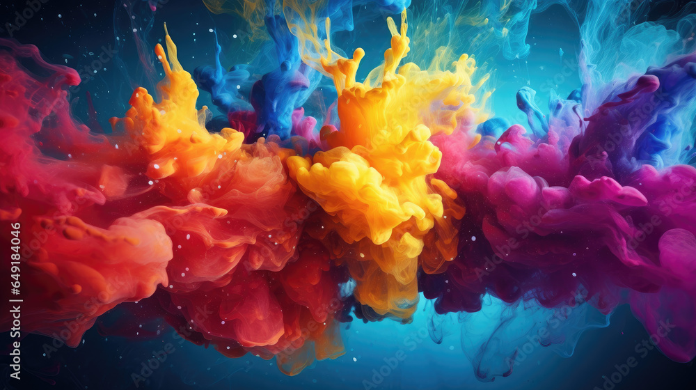 Watercolor splash: Vibrant colours in motion on an artistic background