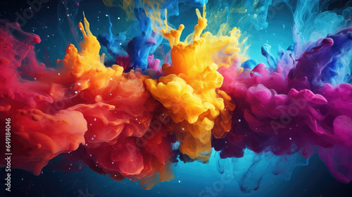 Watercolor splash: Vibrant colours in motion on an artistic background © JL&Co Awe Imaging