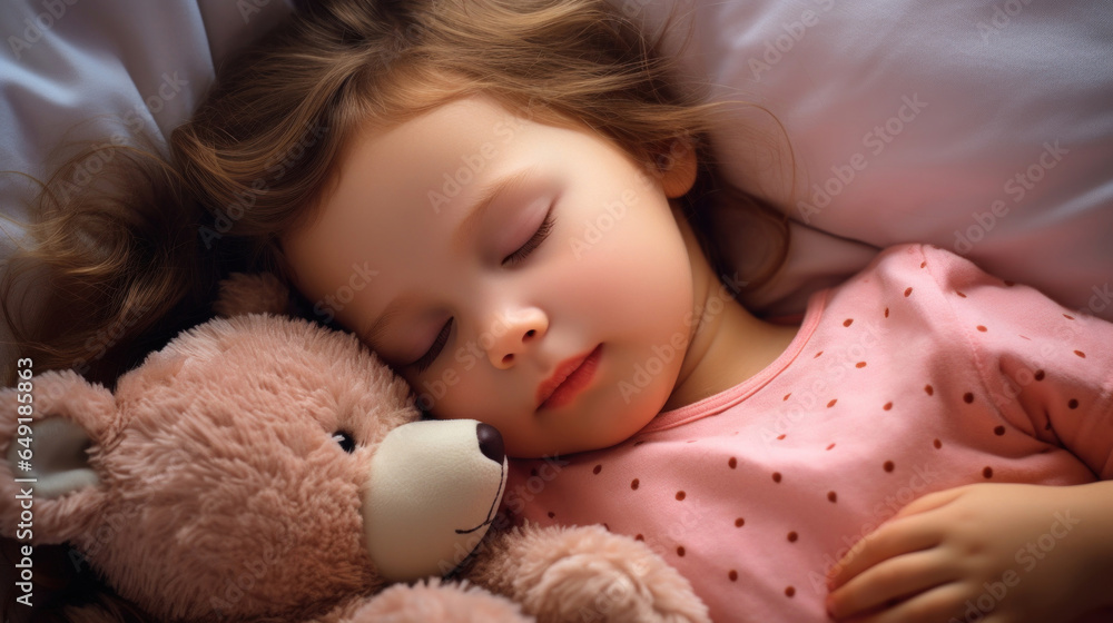 Sleeping baby with his teddy bear Sleeping baby with his teddy bear