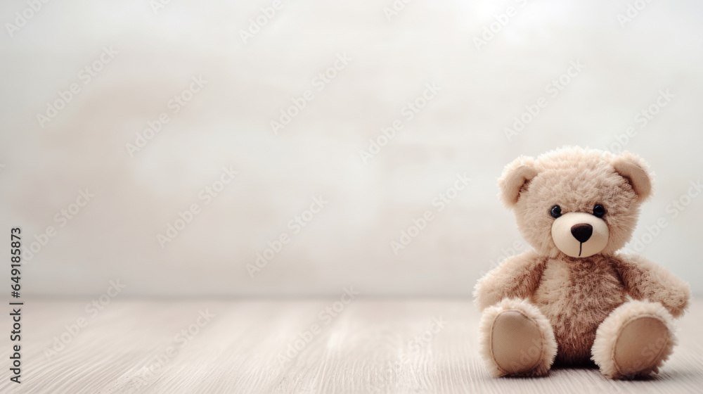 Obraz premium A teddy bear on a pastel background