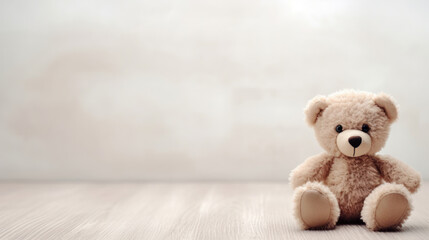A teddy bear on a pastel background