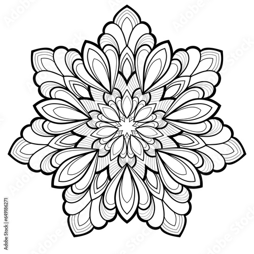 Fototapeta Naklejka Na Ścianę i Meble -  Decorative mandala with simple floral elemetns on a white isolated background. For coloring book pages.