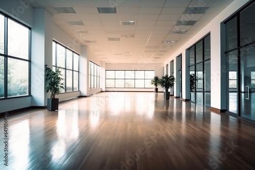 Empty office open space interior. Generative AI. © Dusit