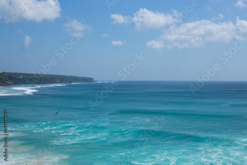 Aerial view of the shore of Bali and the blue ocean © Anastasia Studio