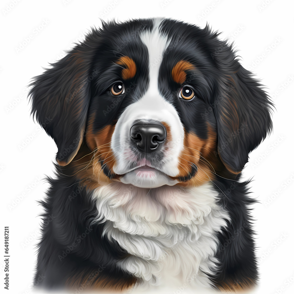 Bernese puppy dog portrait realistic