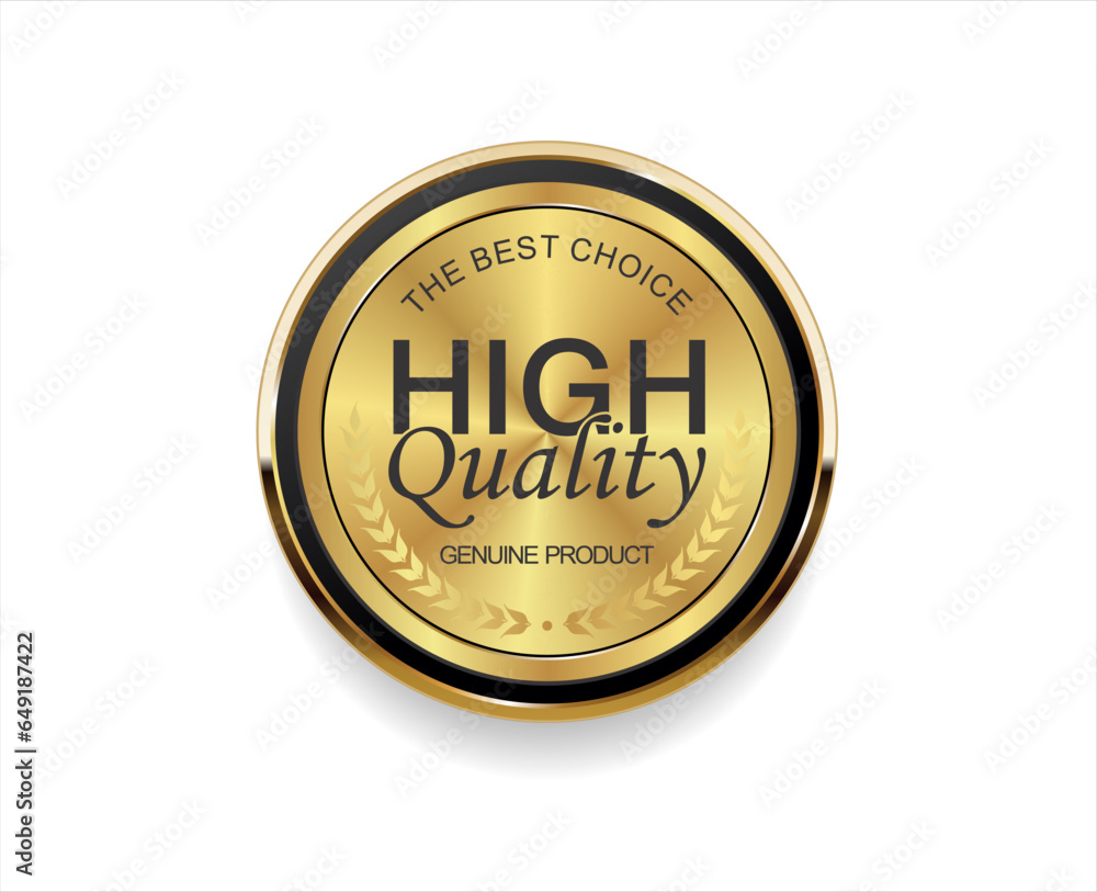 High quality emblem or golden badge on white background High quality emblem or golden badge on white background