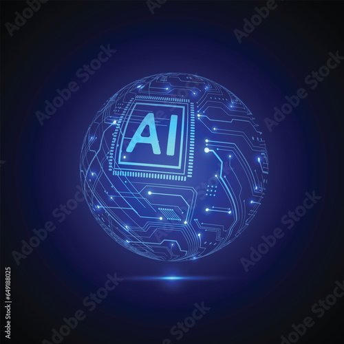 Artificial intelligence circuit line style. Machine learning design. Smart network digital technology. AI. Vector illustration