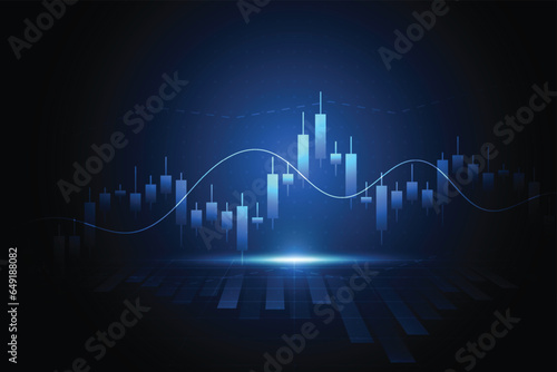 Business candle stick graph chart of stock market investment trading on white background design. Bullish point, Trend of graph. Vector illustration