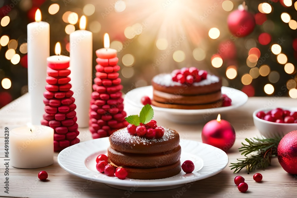 christmas cake with candles
