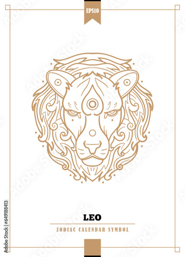 Leo sign. Zodiac insignia illustration. Outlined modern zodiacal illustration for Leo sign. Vector illustration.