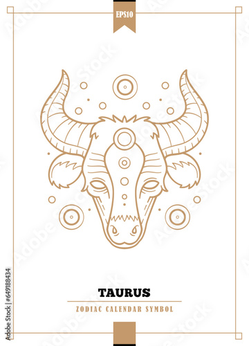 Taurus sign. Zodiac insignia illustration. Outlined modern zodiacal illustration for Taurus sign. Vector illustration.