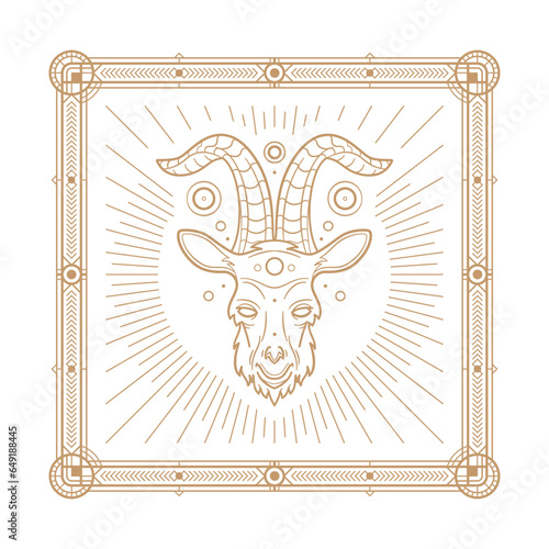 Capricorn zodiac sign and astrology symbol, element. Modern outline vector illustration. White background