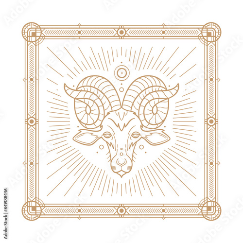 Aries zodiac sign and astrology symbol, element. Modern outline vector illustration. White background