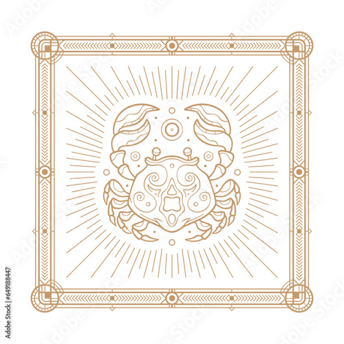 Cancer zodiac sign and astrology symbol, element. Modern outline vector illustration. White background